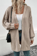 Load image into Gallery viewer, Knitted Cardigan - Ribbed Open Front - Khaki
