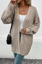 Load image into Gallery viewer, Knitted Cardigan - Ribbed Open Front - Khaki
