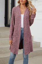 Load image into Gallery viewer, Knitted Cardigan - Open Front with Pockets - Purple
