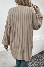 Load image into Gallery viewer, Knitted Cardigan - Ribbed Open Front - Khaki
