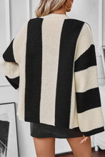 Load image into Gallery viewer, Knitted Cardigan - Buttoned Front - Black &amp; White Stripe
