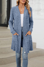 Load image into Gallery viewer, Knitted Cardigan - Open Front with Pockets - Dark Blue
